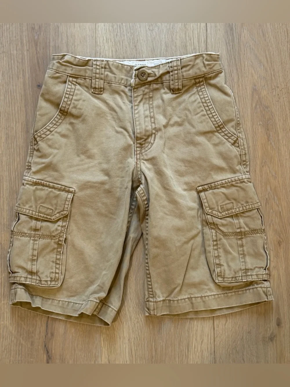 Old Navy boys 8 slim cotton cargo shorts khaki twill heavy